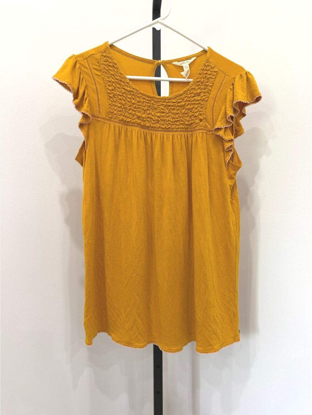 Matilda Jane Mustard Yellow Ruffle Sleeve Top Size Small